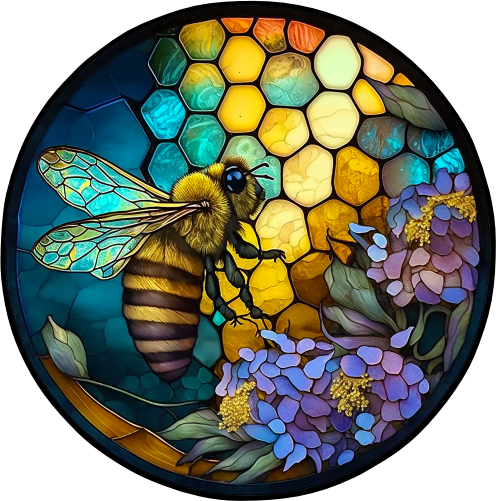 (s150-09-2I)  Stained Glass Bumblebee Honey Bee Comb