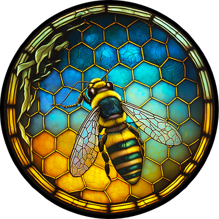(s150-09-2J)  Stained Glass Bumblebee Honey Bee Comb