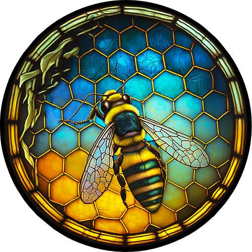 (s150-09-2J)  Stained Glass Bumblebee Honey Bee Comb