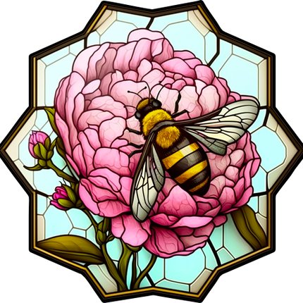 (s150-09-1J)  Stained Glass Bumblebee Honey Bee Comb