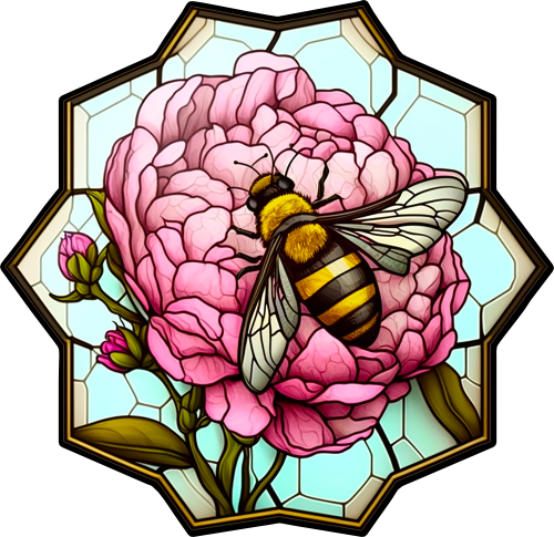 (s150-09-1J)  Stained Glass Bumblebee Honey Bee Comb