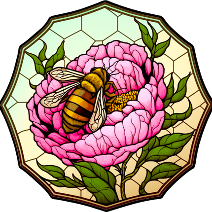 (s150-09-1K)  Stained Glass Bumblebee Honey Bee Comb