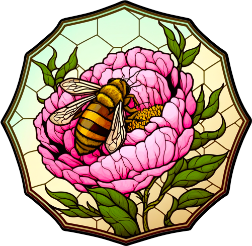 (s150-09-1K)  Stained Glass Bumblebee Honey Bee Comb