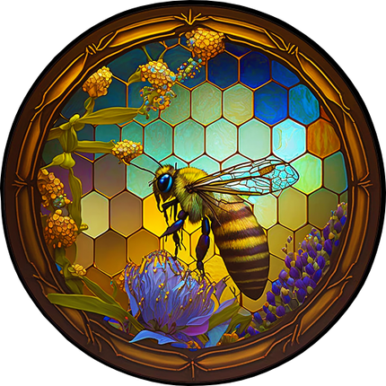(s150-09-2K)  Stained Glass Bumblebee Honey Bee Comb