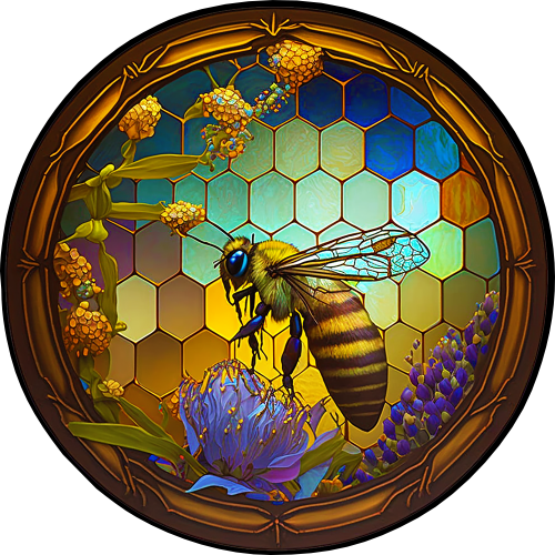 (s150-09-2K)  Stained Glass Bumblebee Honey Bee Comb