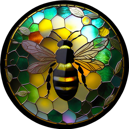 (s150-09-2L)  Stained Glass Bumblebee Honey Bee Comb