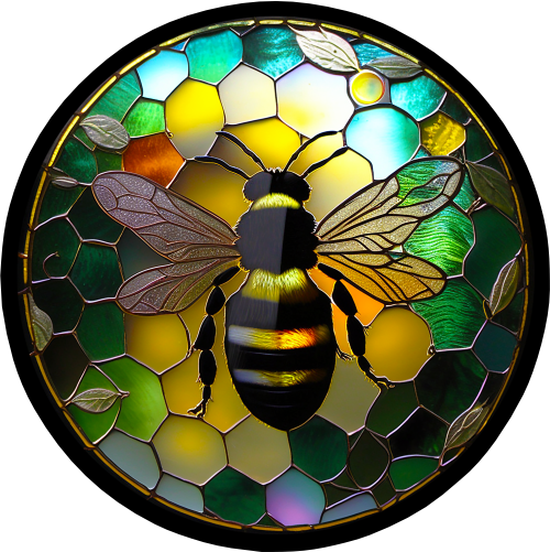 (s150-09-2L)  Stained Glass Bumblebee Honey Bee Comb