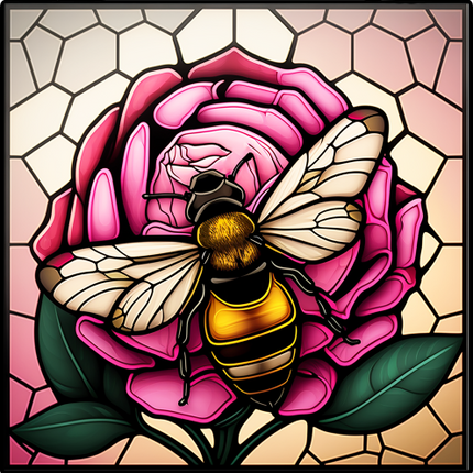 (s150-09-1M)  Stained Glass Bumblebee Honey Bee Comb