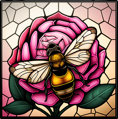 (s150-09-1M)  Stained Glass Bumblebee Honey Bee Comb