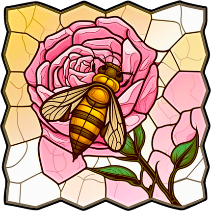 (s150-09-1N)  Stained Glass Bumblebee Honey Bee Comb