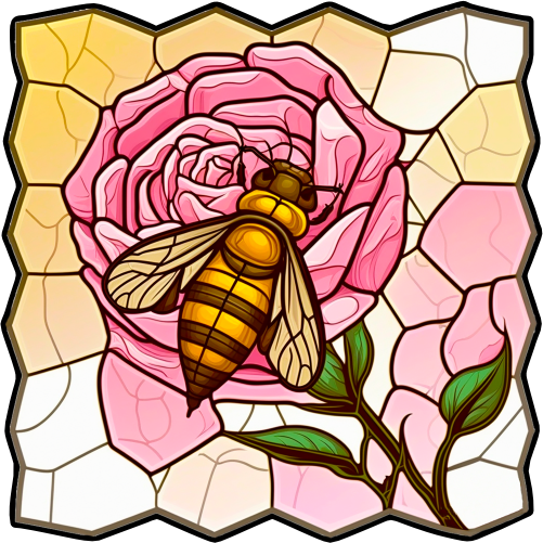 (s150-09-1N)  Stained Glass Bumblebee Honey Bee Comb