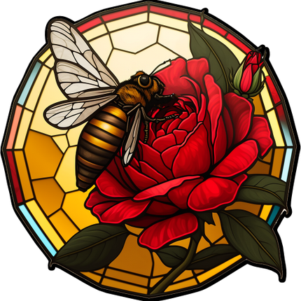 (s150-09-1O)  Stained Glass Bumblebee Honey Bee Comb