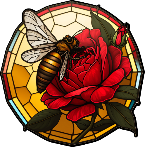 (s150-09-1O)  Stained Glass Bumblebee Honey Bee Comb