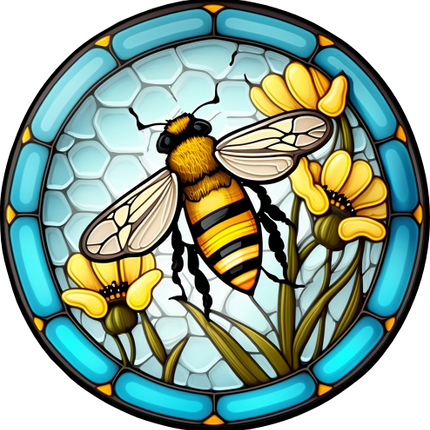 (s150-09-1P)  Stained Glass Bumblebee Honey Bee Comb