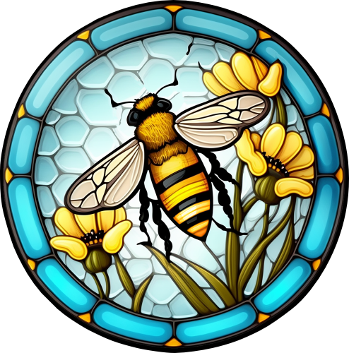 (s150-09-1P)  Stained Glass Bumblebee Honey Bee Comb
