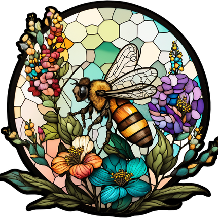 (s150-09-1Q)  Stained Glass Bumblebee Honey Bee Comb
