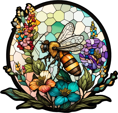 (s150-09-1Q)  Stained Glass Bumblebee Honey Bee Comb