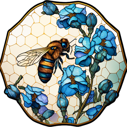 (s150-09-1R)  Stained Glass Bumblebee Honey Bee Comb