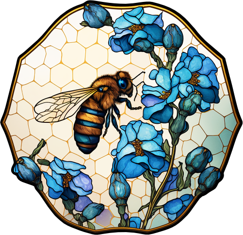 (s150-09-1R)  Stained Glass Bumblebee Honey Bee Comb