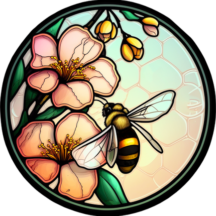 (s150-09-1S)  Stained Glass Bumblebee Honey Bee Comb