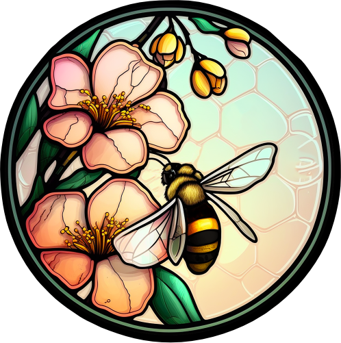 (s150-09-1S)  Stained Glass Bumblebee Honey Bee Comb