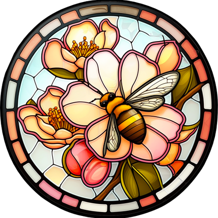 (s150-09-1T)  Stained Glass Bumblebee Honey Bee Comb