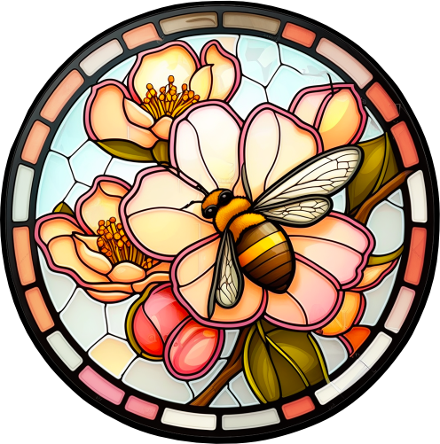 (s150-09-1T)  Stained Glass Bumblebee Honey Bee Comb
