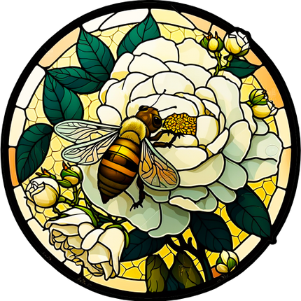 (s150-09-1U)  Stained Glass Bumblebee Honey Bee Comb