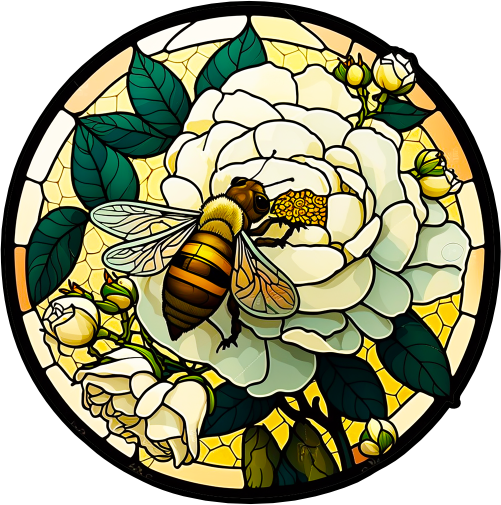 (s150-09-1U)  Stained Glass Bumblebee Honey Bee Comb