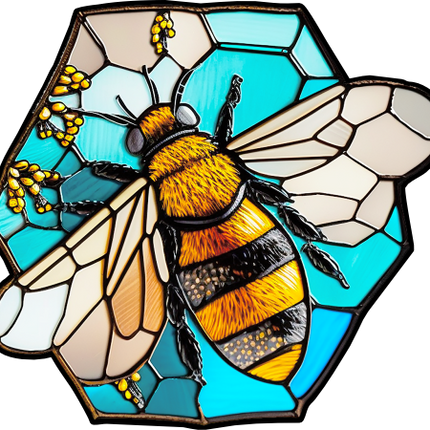(s150-09-1V)  Stained Glass Bumblebee Honey Bee Comb