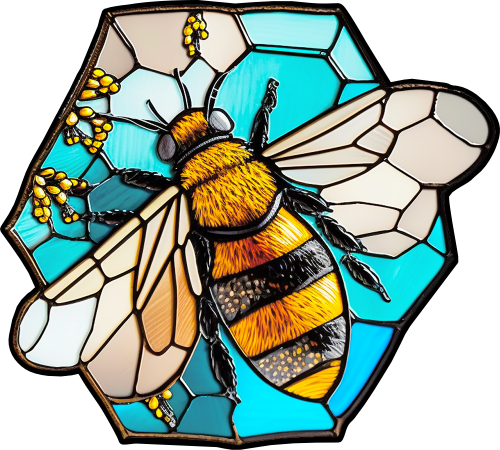 (s150-09-1V)  Stained Glass Bumblebee Honey Bee Comb