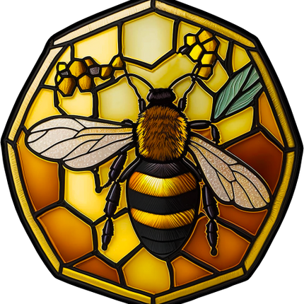 (s150-09-1W)  Stained Glass Bumblebee Honey Bee Comb