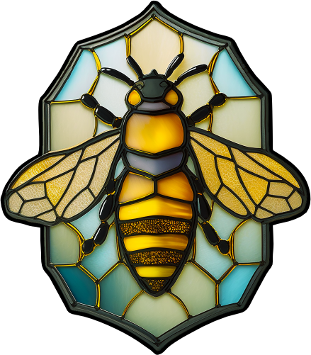 (s150-09-1X)  Stained Glass Bumblebee Honey Bee Comb