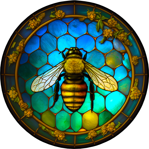 (s150-09-1Y)  Stained Glass Bumblebee Honey Bee Comb