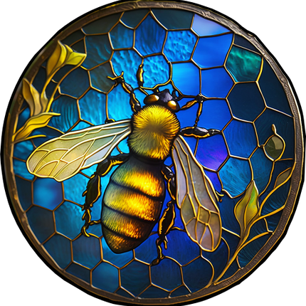 (s150-09-1Z)  Stained Glass Bumblebee Honey Bee Comb