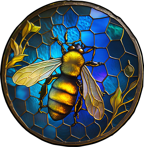 (s150-09-1Z)  Stained Glass Bumblebee Honey Bee Comb
