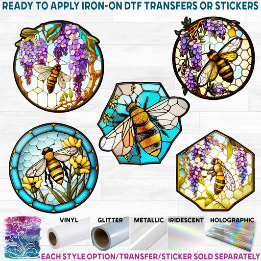 (s150-09) Stained-Glass Honey Bees Style Options