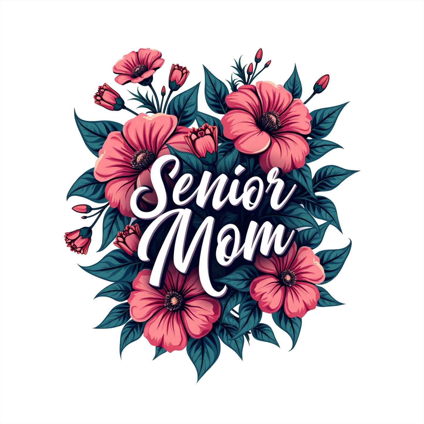 (s151-4-B2) Senior Mom Floral Flowers Graduation Graduate