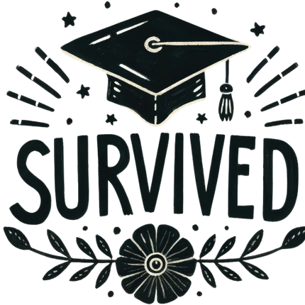 (s151-4-D) Survived Watercolor Graduation Graduate