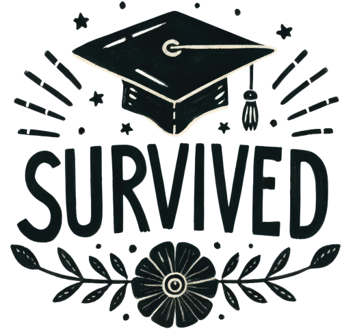 (s151-4-D) Survived Watercolor Graduation Graduate