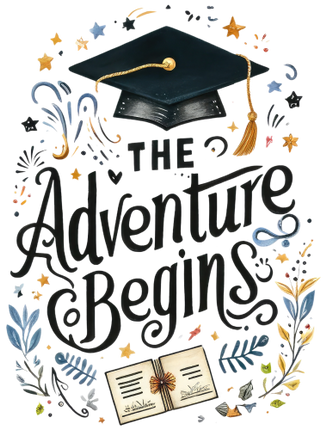 (s151-4-F) The Adventure Begins Watercolor Graduation Graduate