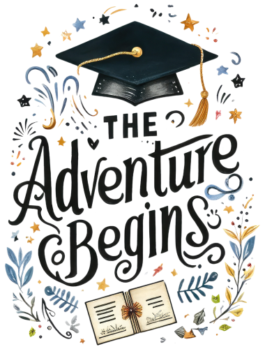 (s151-4-F) The Adventure Begins Watercolor Graduation Graduate