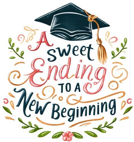 (s151-4-G) A Sweet Ending to a New Beginning Watercolor Graduation Graduate