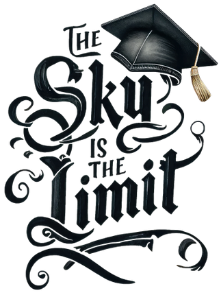 (s151-4-J) The Sky is the Limit Watercolor Graduation Graduate