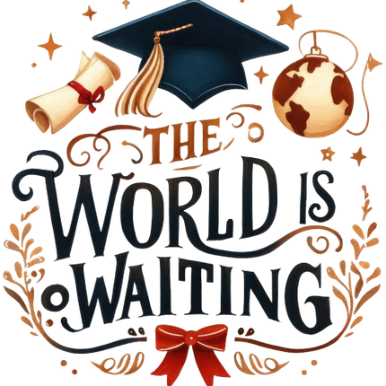(s151-4-M) The World is Waiting Watercolor Graduation Graduate