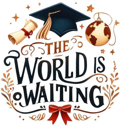 (s151-4-M) The World is Waiting Watercolor Graduation Graduate
