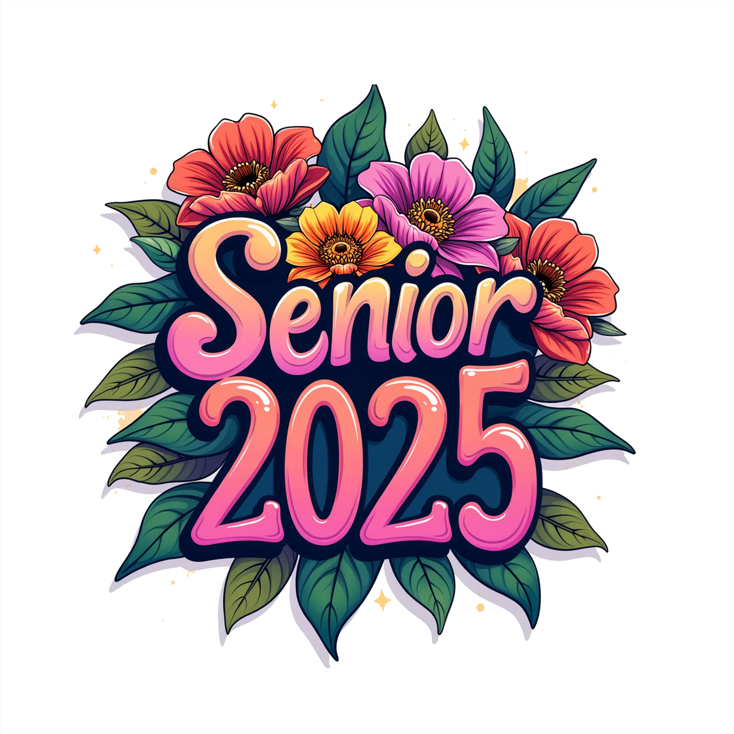 (s151-4-R) Senior 2025 Floral Flowers Graduation Graduate