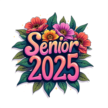 (s151-4-R) Senior 2025 Floral Flowers Graduation Graduate