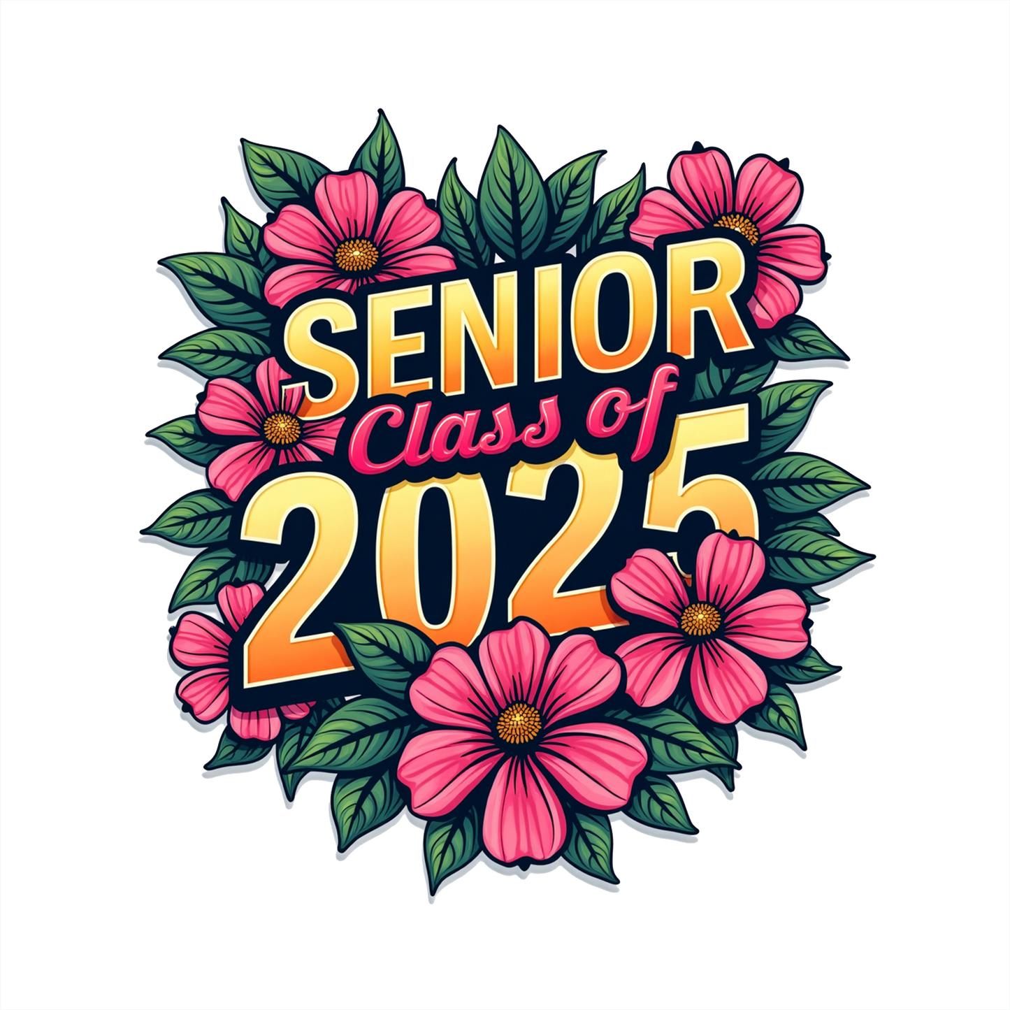 (s151-4-V) Senior Class of 2025 Floral Flowers Graduation Graduate