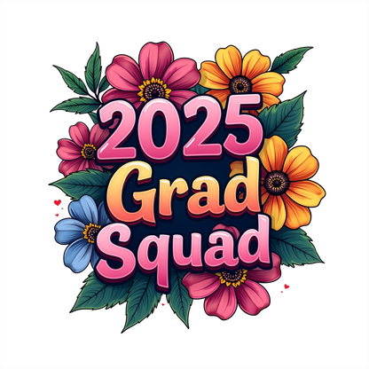 (s151-4-Y) 2025 Grad Squad Floral Flowers Graduation Graduate